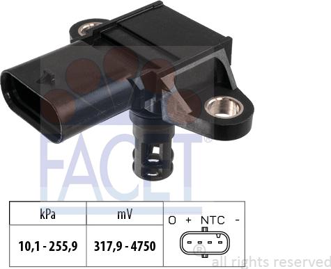 FACET 10.3399 - Gaisa spiediena devējs, Augstuma regulēšana www.autospares.lv