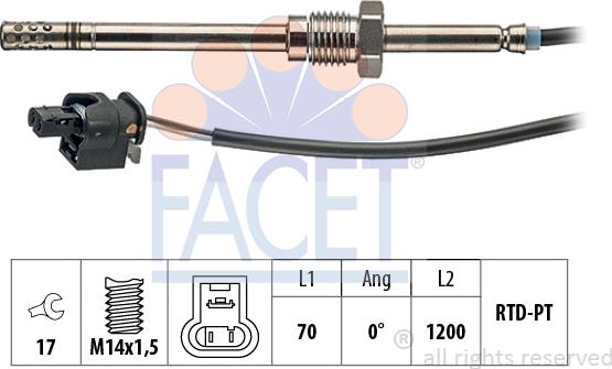 FACET 22.0055 - Devējs, Izplūdes gāzu temperatūra www.autospares.lv