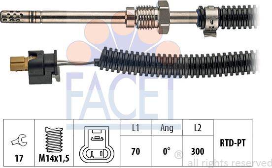 FACET 22.0053 - Devējs, Izplūdes gāzu temperatūra www.autospares.lv