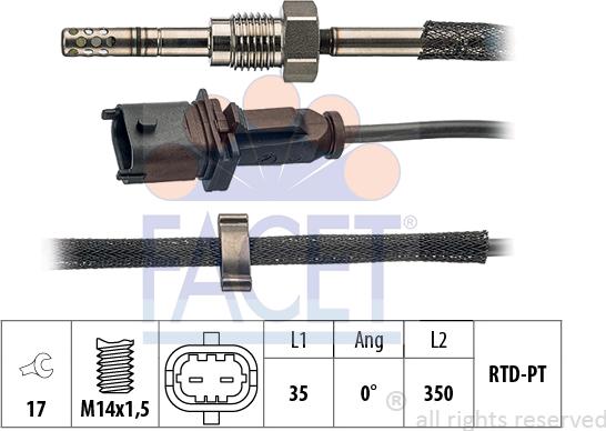 FACET 22.0068 - Датчик, температура выхлопных газов www.autospares.lv