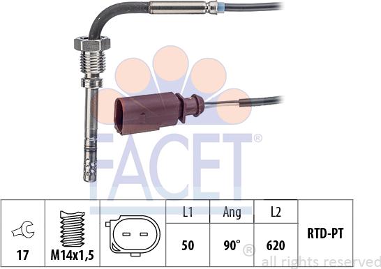 FACET 22.0157 - Devējs, Izplūdes gāzu temperatūra www.autospares.lv