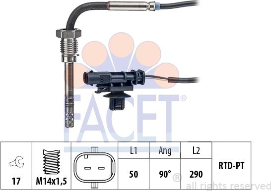 FACET 22.0346 - Devējs, Izplūdes gāzu temperatūra www.autospares.lv