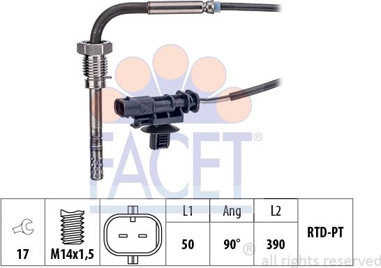 FACET 22.0341 - Devējs, Izplūdes gāzu temperatūra www.autospares.lv