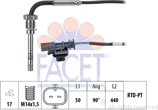 FACET 22.0348 - Devējs, Izplūdes gāzu temperatūra www.autospares.lv