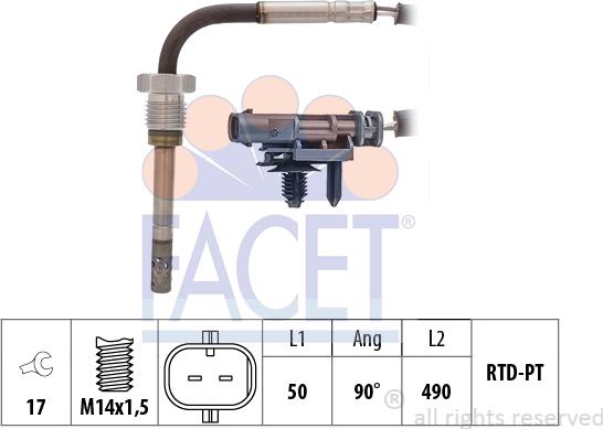 FACET 22.0356 - Devējs, Izplūdes gāzu temperatūra www.autospares.lv