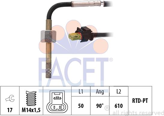 FACET 22.0338 - Devējs, Izplūdes gāzu temperatūra www.autospares.lv