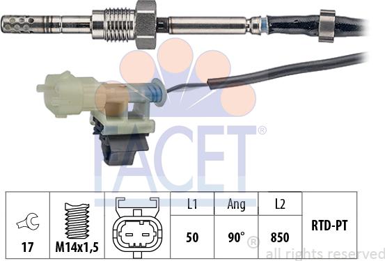 FACET 22.0217 - Devējs, Izplūdes gāzu temperatūra www.autospares.lv