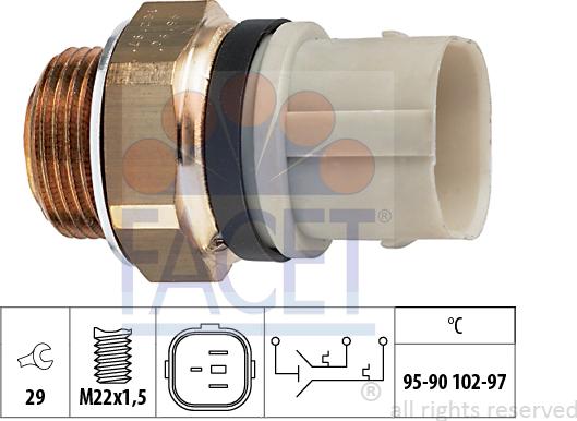 FACET 7.5652 - Temperature Switch, radiator / air conditioner fan www.autospares.lv