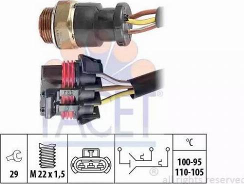 FACET 7.5615 - Термовыключатель, вентилятор радиатора / кондиционера www.autospares.lv