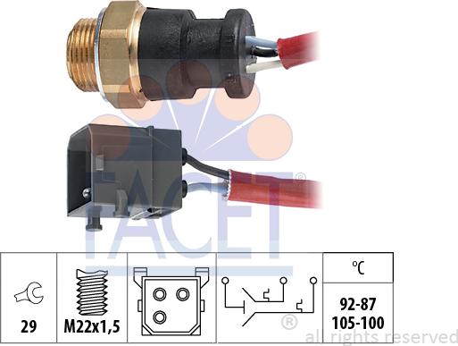 FACET 7.5627 - Termoslēdzis, Radiatora ventilators www.autospares.lv