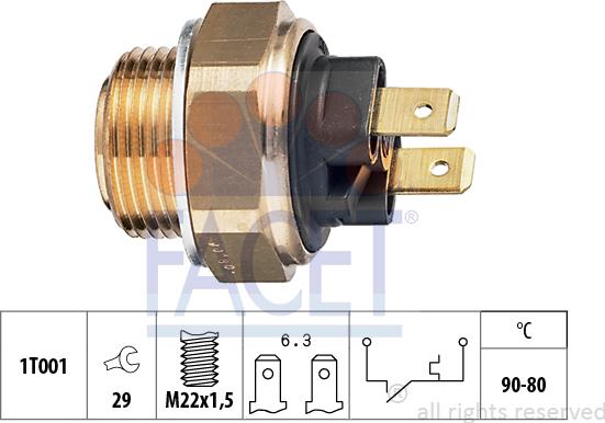 FACET 7.5002 - Temperature Switch, radiator / air conditioner fan www.autospares.lv