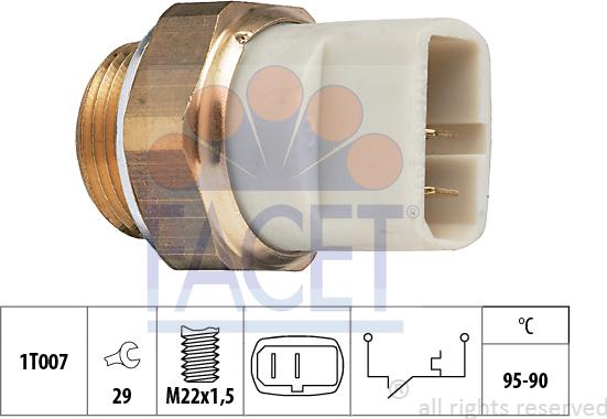 FACET 7.5027 - Temperature Switch, radiator / air conditioner fan www.autospares.lv