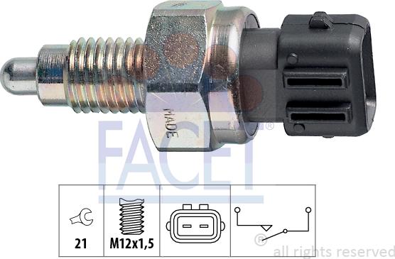 FACET 7.6125 - Slēdzis, Atpakaļgaitas signāla lukturis www.autospares.lv