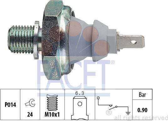 FACET 7.0095 - Devējs, Eļļas spiediens www.autospares.lv