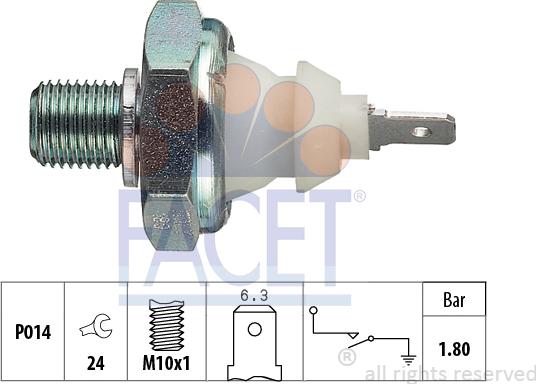 FACET 7.0045 - Devējs, Eļļas spiediens www.autospares.lv