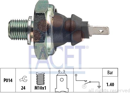 FACET 7.0046 - Devējs, Eļļas spiediens autospares.lv