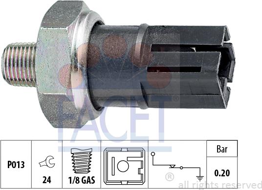 FACET 7.0042 - Devējs, Eļļas spiediens www.autospares.lv