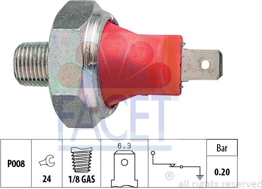 FACET 7.0035 - Devējs, Eļļas spiediens autospares.lv