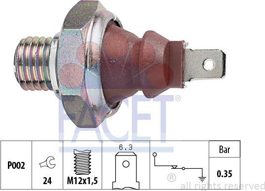 FACET 7.0026 - Devējs, Eļļas spiediens www.autospares.lv