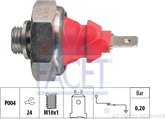 FACET 7.0072 - Devējs, Eļļas spiediens autospares.lv