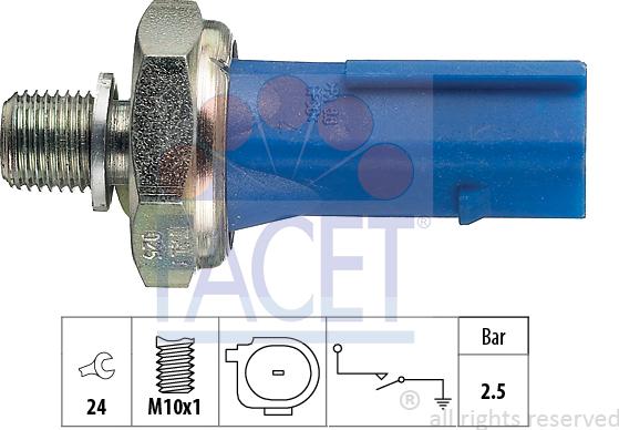 FACET 7.0192 - Devējs, Eļļas spiediens www.autospares.lv