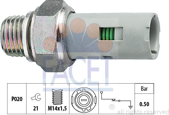 FACET 7.0151 - Devējs, Eļļas spiediens www.autospares.lv