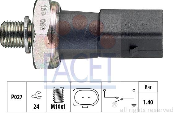 FACET 7.0168 - Devējs, Eļļas spiediens autospares.lv