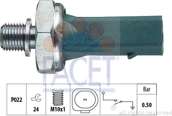 FACET 7.0139 - Sender Unit, oil pressure www.autospares.lv