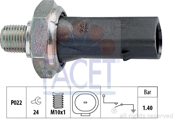 FACET 7.0135 - Sender Unit, oil pressure www.autospares.lv