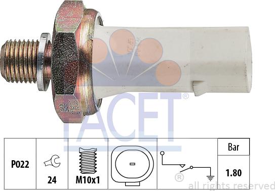 FACET 7.0136 - Sender Unit, oil pressure www.autospares.lv