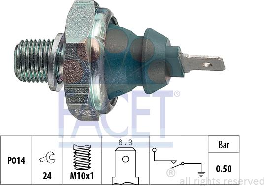 FACET 7.0138 - Devējs, Eļļas spiediens www.autospares.lv