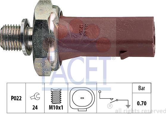 FACET 7.0132 - Sender Unit, oil pressure www.autospares.lv