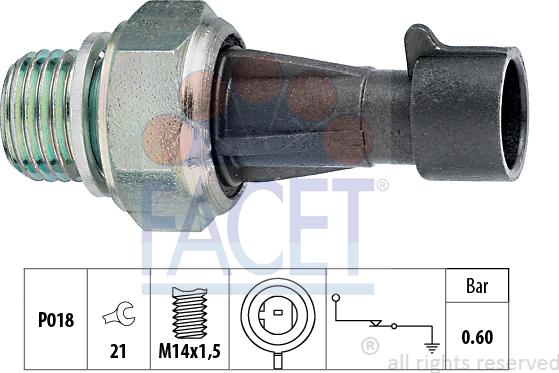 FACET 7.0129 - Devējs, Eļļas spiediens www.autospares.lv