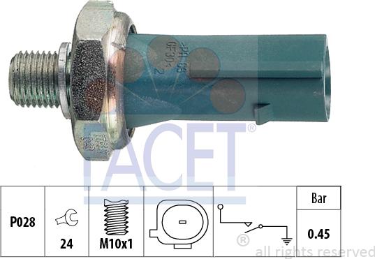 FACET 7.0174 - Sender Unit, oil pressure www.autospares.lv