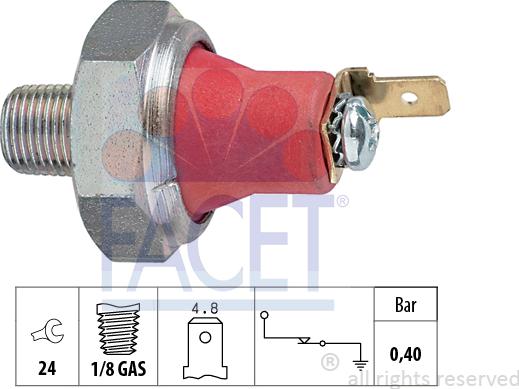 FACET 7.0173 - Devējs, Eļļas spiediens www.autospares.lv