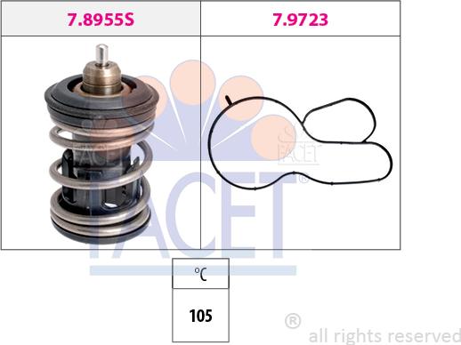 FACET 7.8955 - Термостат охлаждающей жидкости / корпус www.autospares.lv