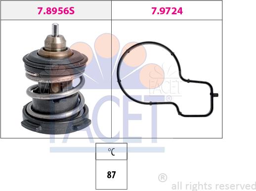 FACET 7.8956 - Термостат охлаждающей жидкости / корпус www.autospares.lv