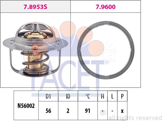 FACET 7.8953 - Termostats, Dzesēšanas šķidrums autospares.lv