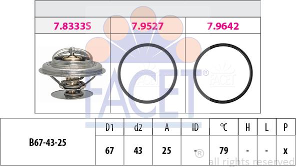 FACET 7.8980 - Coolant thermostat / housing www.autospares.lv