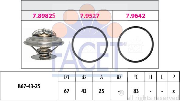 FACET 7.8982 - Coolant thermostat / housing www.autospares.lv