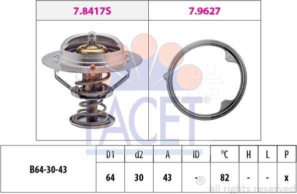 FACET 7.8926 - Термостат охлаждающей жидкости / корпус www.autospares.lv