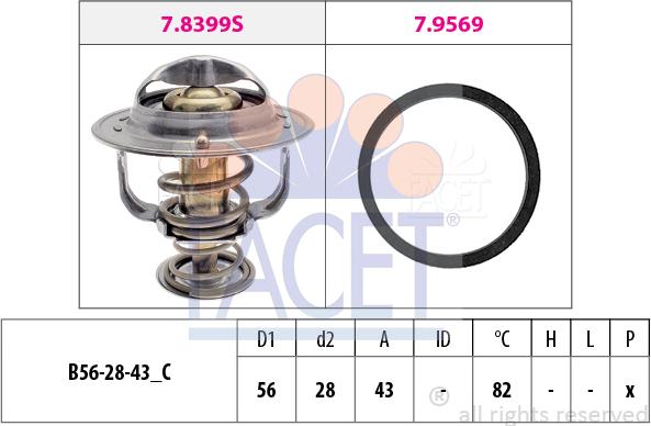 FACET 7.8444 - Термостат охлаждающей жидкости / корпус www.autospares.lv