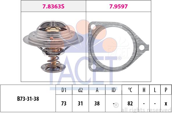 FACET 7.8441 - Термостат охлаждающей жидкости / корпус www.autospares.lv