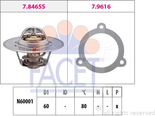 FACET 7.8465 - Coolant thermostat / housing www.autospares.lv