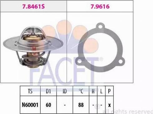 FACET 7.8461 - Termostats, Dzesēšanas šķidrums www.autospares.lv