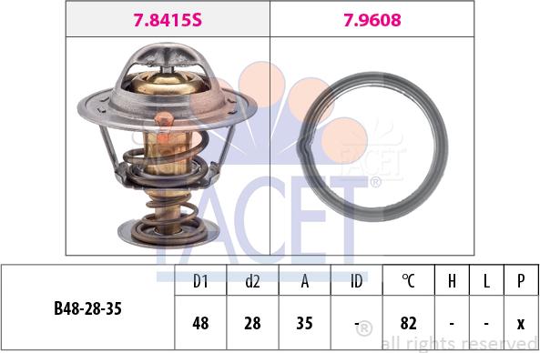 FACET 7.8415 - Coolant thermostat / housing www.autospares.lv