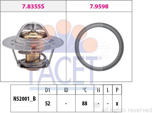 FACET 7.8487 - Coolant thermostat / housing www.autospares.lv