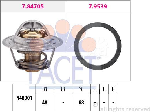 FACET 7.8470 - Coolant thermostat / housing www.autospares.lv