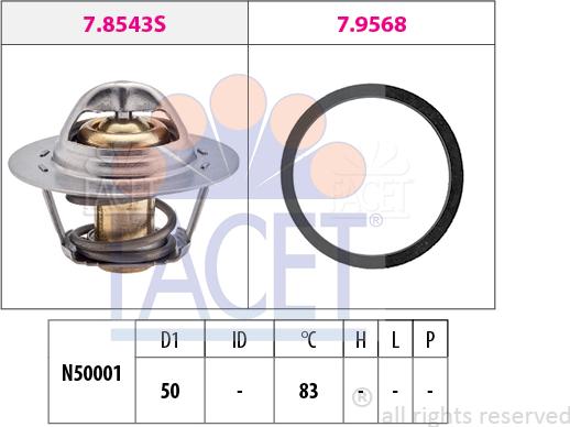 FACET 7.8543 - Termostats, Dzesēšanas šķidrums autospares.lv