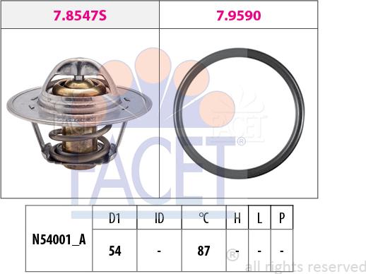 FACET 7.8547 - Coolant thermostat / housing www.autospares.lv